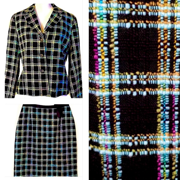 Skirts Rare Pastel Plaid Jacket Skirt Set Poshmark